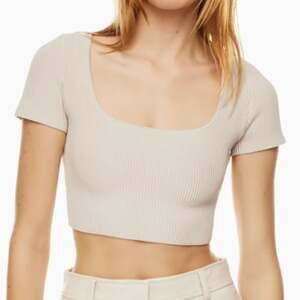 Babaton Sculpt Knit Squareneck Top in Matte Pearl, Size L